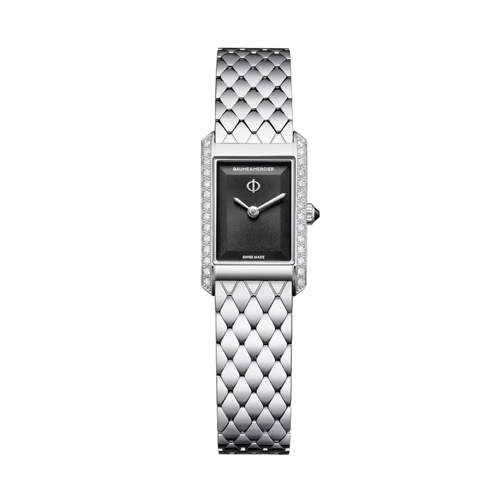 Hampton 10862 Quartz 28mm - Black, Diamond-Set on Bracelet