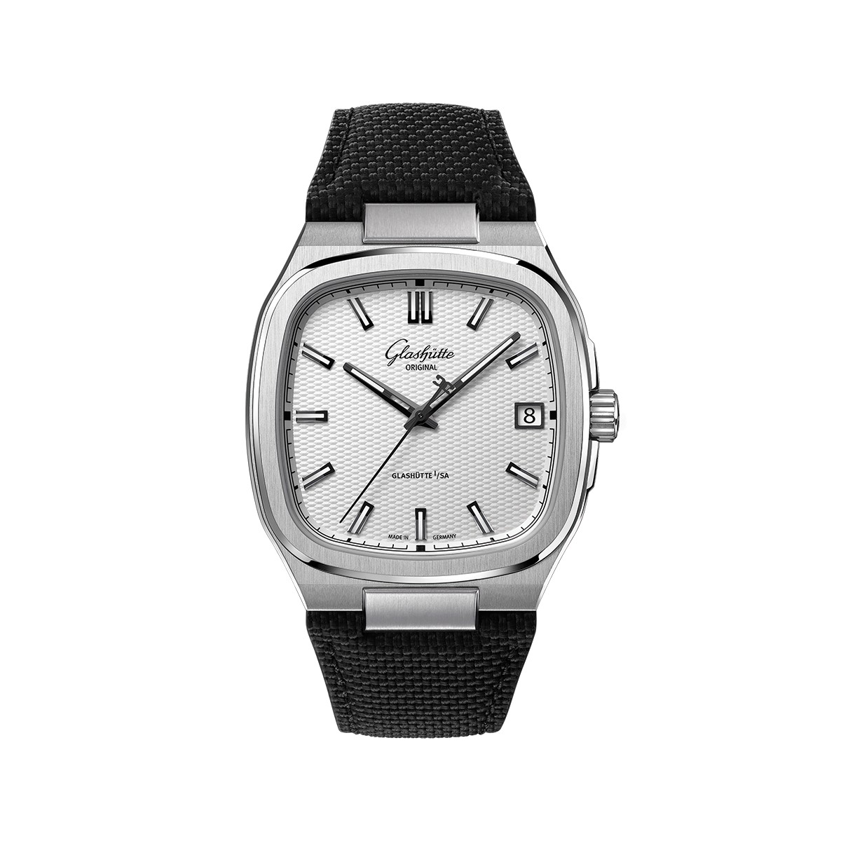 Seventies "Stereo Panel" 39mm - Silver on Rubber Strap