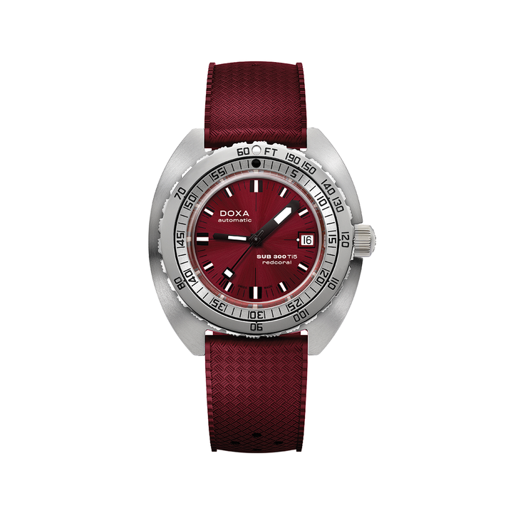 SUB 300 Ti5 42.5mm - Red on Rubber Strap