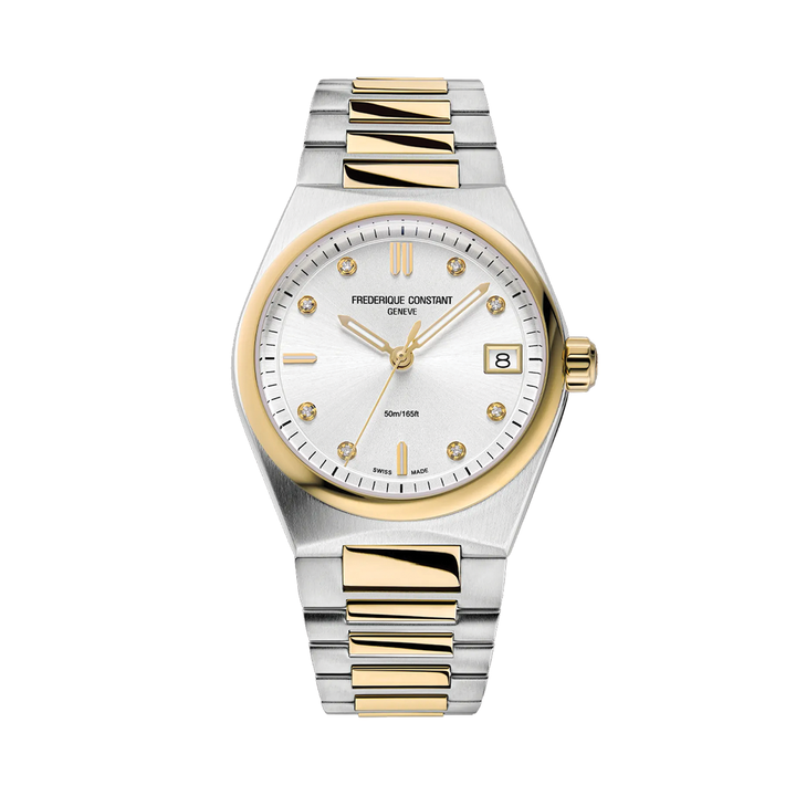 Highlife Ladies Quartz Two-Tone 31mm - Silver, Diamond-Set on Bracelet w/ Additional Rubber Strap
