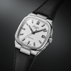 Seventies "Stereo Panel" 39mm - Silver on Rubber Strap