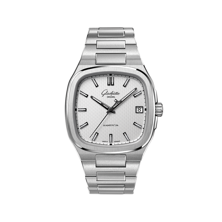 Seventies "Stereo Panel" 39mm - Silver on Bracelet
